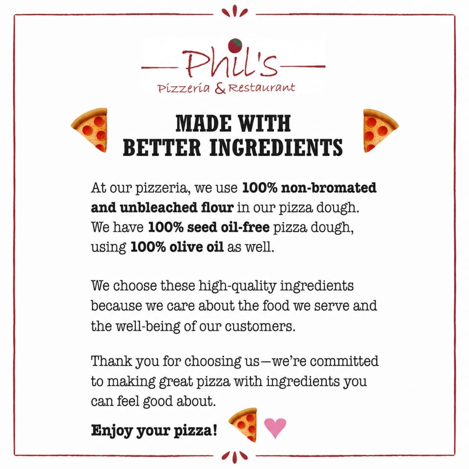 Welcome to Phil’s Pizzeria & Restaurant