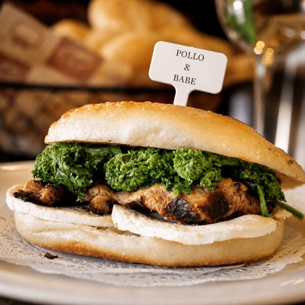 Grilled Chicken Panini with Broccoli Rabe.